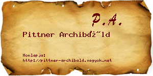 Pittner Archibáld névjegykártya